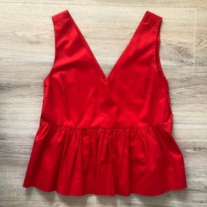 JCrew Red Peplum Top